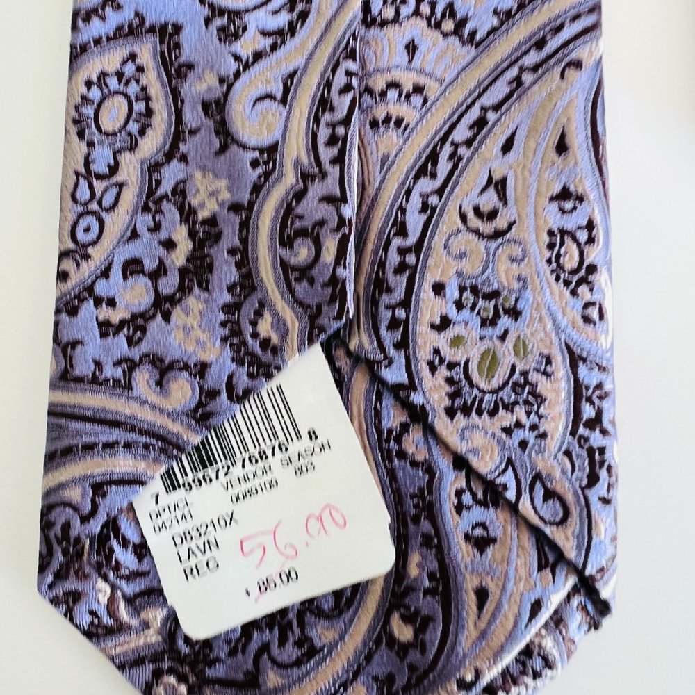 XMI UMBRIA Italian Silk Tie Lavender/Brown NWT - Picture 4 of 4